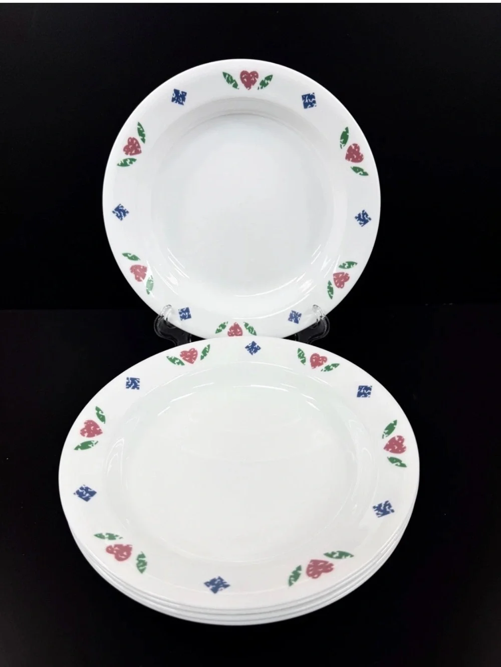 Vintage Corelle 8 1/2” pasta soup flat rim bowls set of 7 Quilt pattern USA 1994